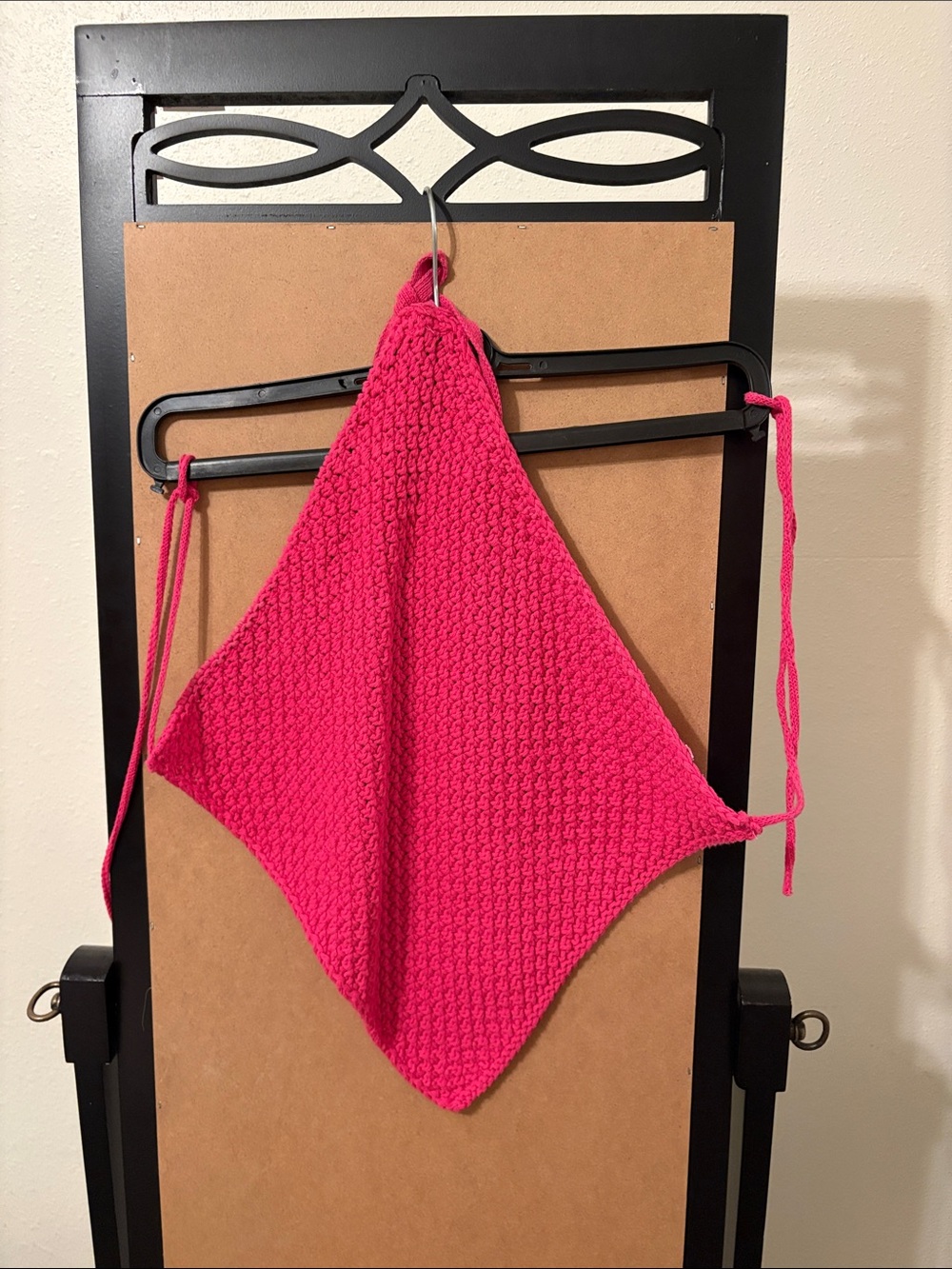stradivarius Hot Pink Knit Triangle Crop Top